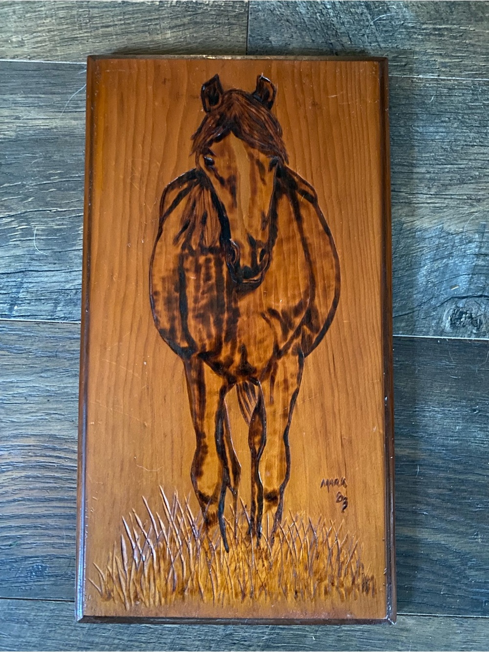 Handcrafted Brown Horse Wood Wall Art - Rustic Home Wall Decor